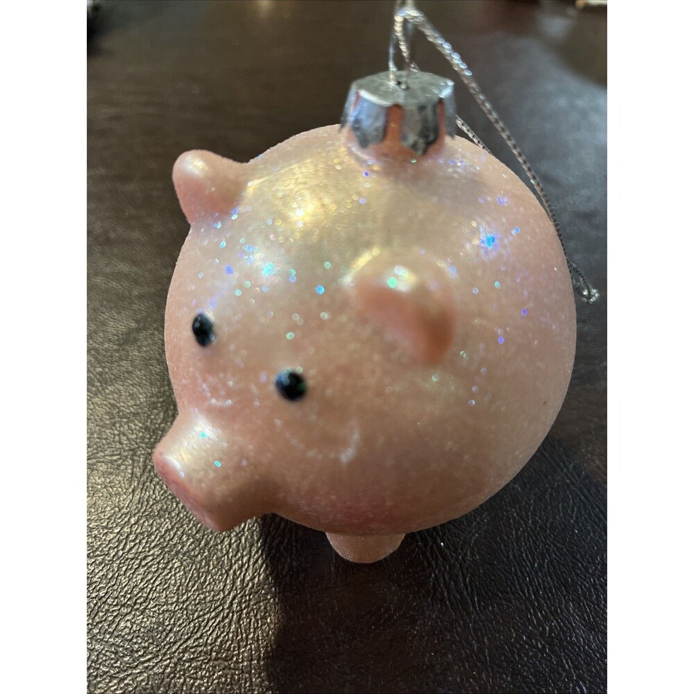 Robert Stanley Christmas Ornament Glittery Pink Pig Piglet